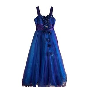 Pink By Alexia Designs Blue And Purple Floral Prom/Formal Dress Size 8